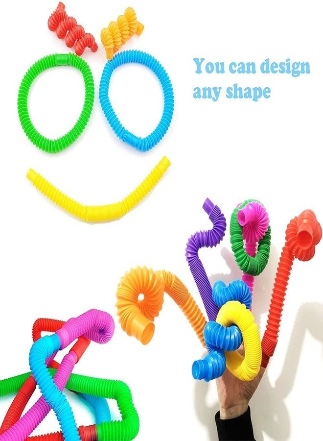 Jukusa 12 Pcs Flexible Pop Tube Toys for Kids Stress Anxiety Relief Sensory Bendable Stimming Toy Adjustable Pop Sound Ring Connection (Multicolor) - Image 4